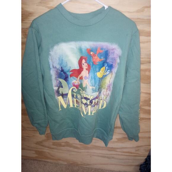 Women's Disney Princess Ariel The Little Mermaid Sweatshirt Green Oversized XS - Picture 1 of 1